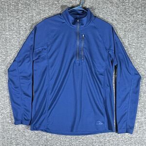 LL Bean Shirt Mens Size M Blue Lightweight Sport Shirt Quarter Zip‎